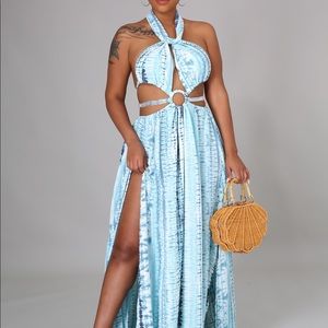 Aqua cut out maxi dress